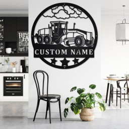 Custom Tracked Asphalt Paver Metal Wall Art, Personalized Asphalt Paver Name Sign Decoration For Room, Asphalt Paver Metal Home Decor