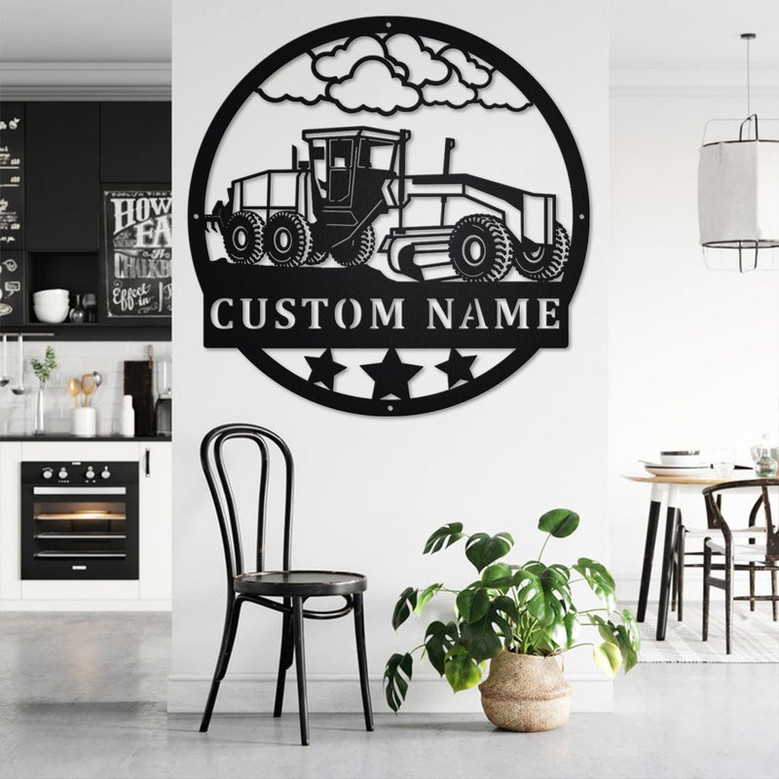 Custom Tracked Asphalt Paver Metal Wall Art, Personalized Asphalt Paver Name Sign Decoration For Room, Asphalt Paver Metal Home Decor