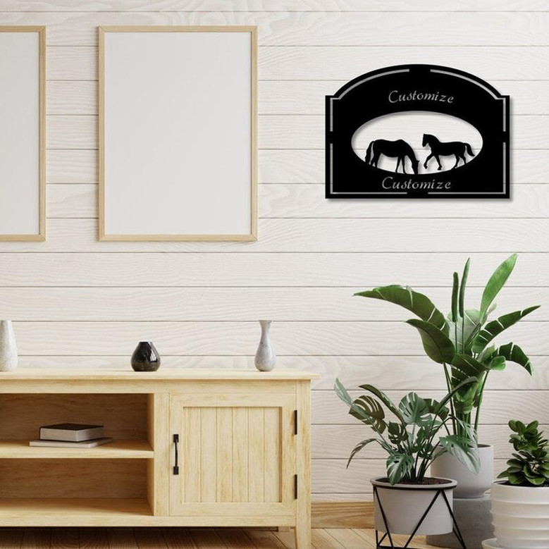 Custom Horse Metal Sign, Metal Name Sign, Farmhouse Decor, Outdoor Decor, Personalized Metal Horse Sign