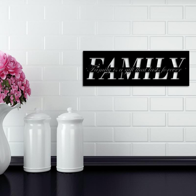 Family Sign Metal Family Sign Farmhouse Wall Decor Anniversary Gift Mother Gift For Mom Laser Cut Word Laser Cut Metal Sign Gift Ideas