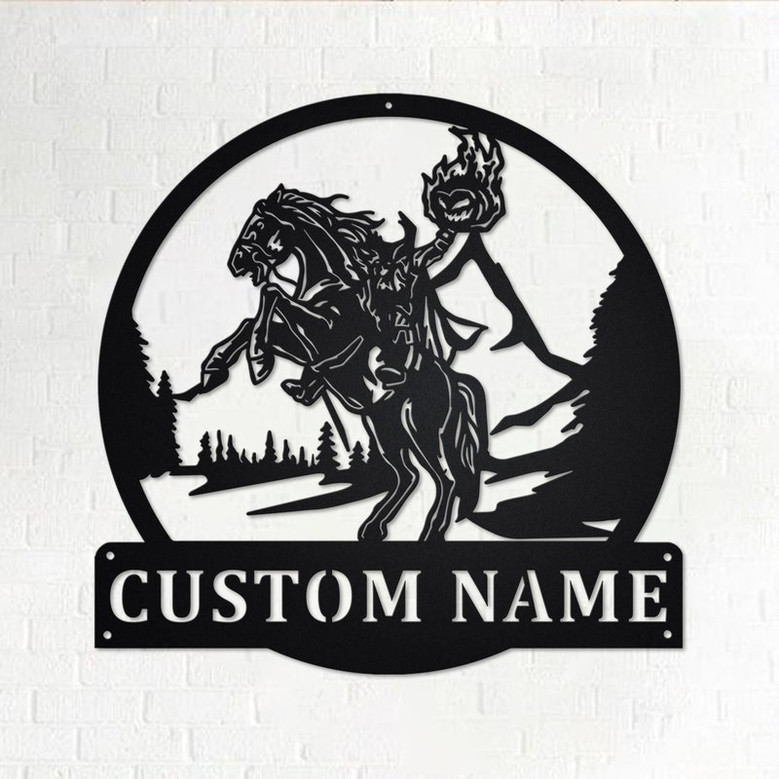 Custom Headless Horseman Metal Wall Art, Personalized Horseman Name Sign Decoration For Room, Horseman Home Decor, Custom Horseman