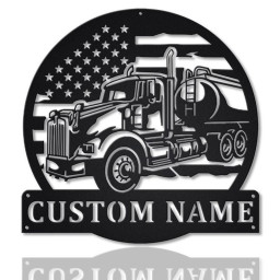 Personalized Us Tanker Truck Monogram Metal Sign Art, Custom Us Tanker Truck Metal Wall Art