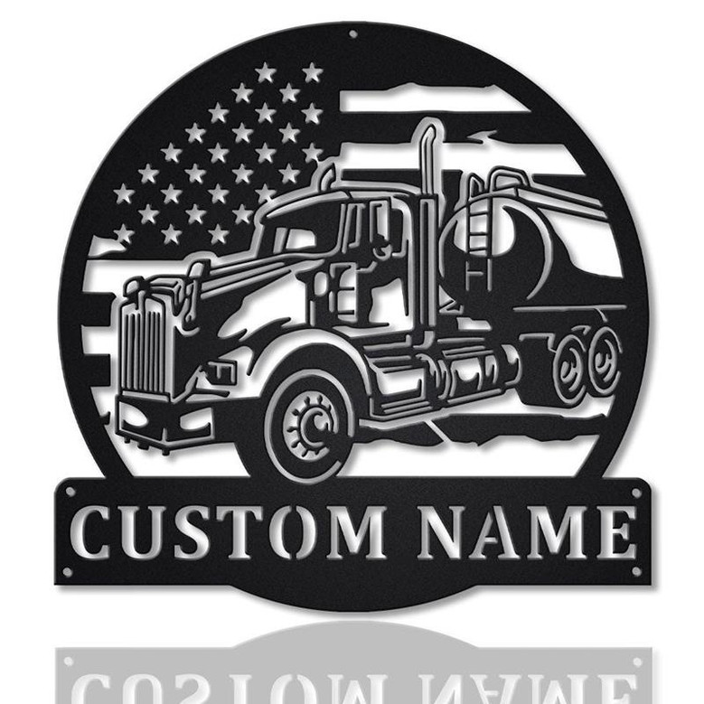 Personalized Us Tanker Truck Monogram Metal Sign Art, Custom Us Tanker Truck Metal Wall Art