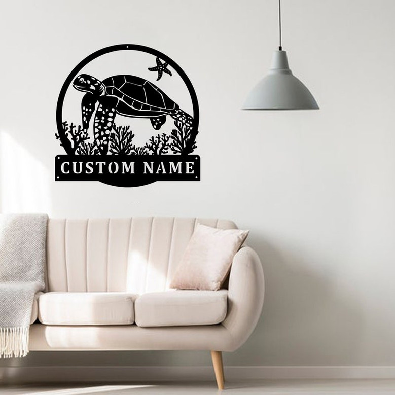 Personalized Sea Turtle Metal Sign | Metal Wall Art | Farmhouse Decor | Office Wall Art | Housewarming Outdoor Metal Sign