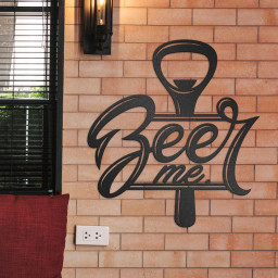 Beer Me With Bottle Opener Metal Beer Sign, Classic Beer Themed Metal Wall Art