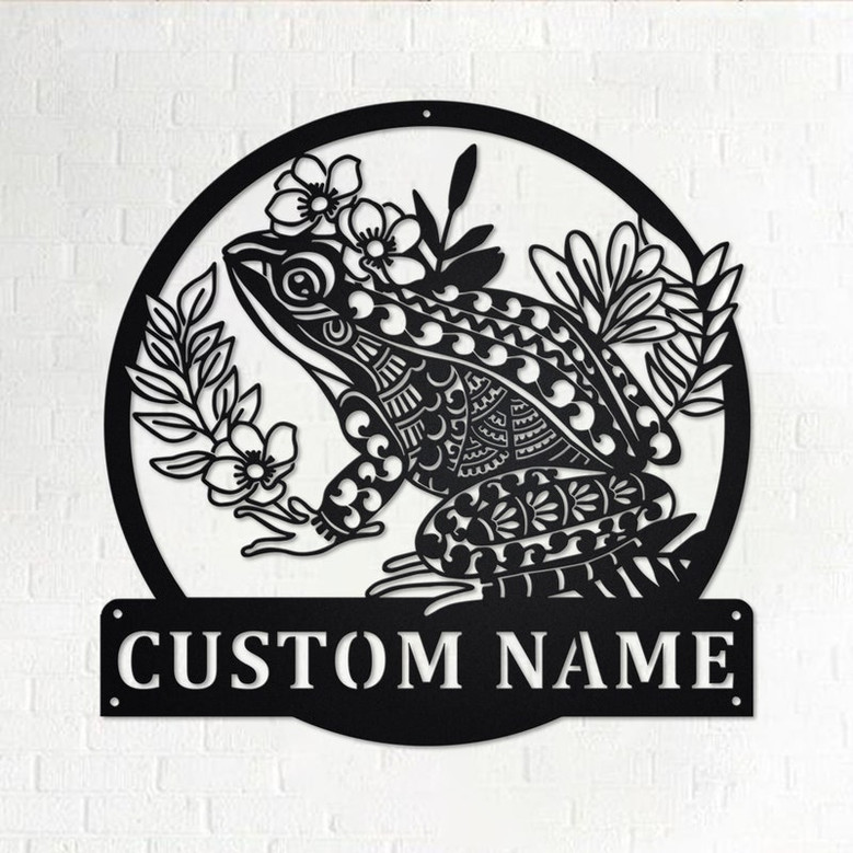Custom Mandala Frog Metal Wall Art, Personalized Frog Name Sign Decoration For Room, Frog Metal Home Decor, Custom Frog, Frog Metal Decor
