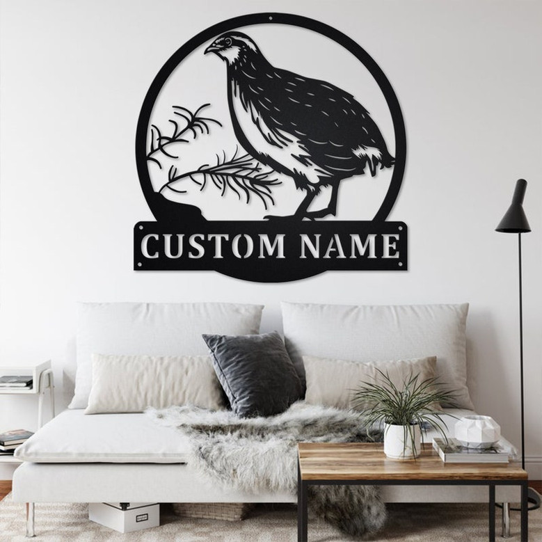 Custom Quail Bird Metal Wall Art, Personalized Quail Bird Name Sign Decoration For Room, Quail Bird Metal Home Decor, Custom Quail Bird