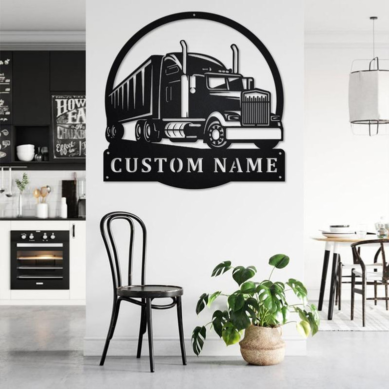 Custom Semi Truck Metal Wall Art, Personalized Truck Driver Name Sign Decoration For Room, Semi Truck Home Decor, Custom Truck,Trucker Gift