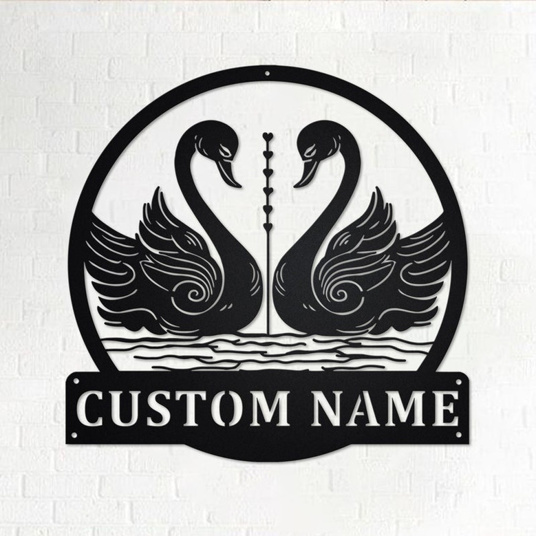 Custom Swan Couple Metal Wall Art, Personalized Swan Name Sign Decoration For Room,Swan Home Decor, Custom Swan,Swan Metal Decor,Swan Couple