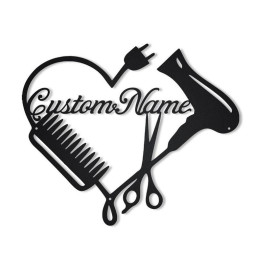 Personalized Hair Dresser Heart Metal Sign Art | Custom Hair Stylist Monogram Metal Sign | Hair Stylist Beauty Salon Gift