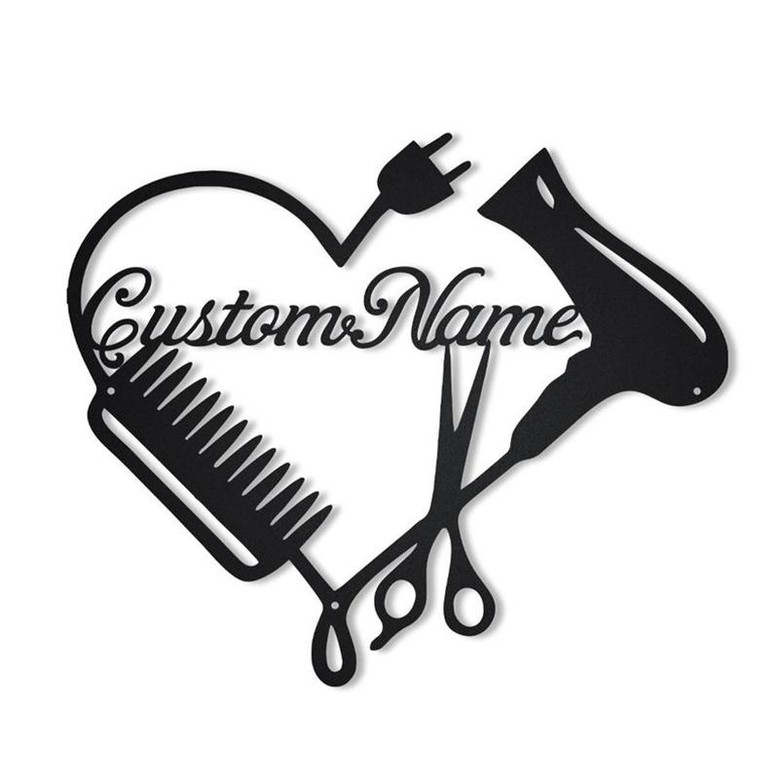 Personalized Hair Dresser Heart Metal Sign Art | Custom Hair Stylist Monogram Metal Sign | Hair Stylist Beauty Salon Gift