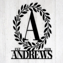 Personalized Family Name Metal Sign, Housewarming Gift, Door Hanger, Wedding Gift, Metal Monogram Sign, Christmas Gift, Last Name Metal Sign