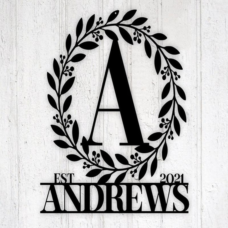 Personalized Family Name Metal Sign, Housewarming Gift, Door Hanger, Wedding Gift, Metal Monogram Sign, Christmas Gift, Last Name Metal Sign