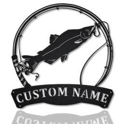 Personalized Humpies Salmon Fishing Fish Pole Metal Sign Art | Custom Salmon Fishing Metal Sign | Fishing Gift | Decor Decoration