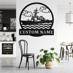Custom Destroyer Ship Metal Wall Art, Personalized Destroyer Ship Name Sign Decoration For Room, Destroyer Ship Metal Home Decor,Custom Ship