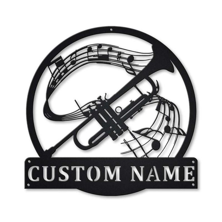 Personalized Trumpet Monogram Metal Sign Art | Custom Trumpet Monogram Metal Sign | Trumpet Gifts for Men | Trumpet Male Gift | Music Gift