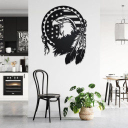 Bald Eagle Metal Wall Art, Bald Eagle Sign Decoration For Room, Bald Eagle Home Decor, Bald Eagle With Flag US, Bald Eagle Lover Gift