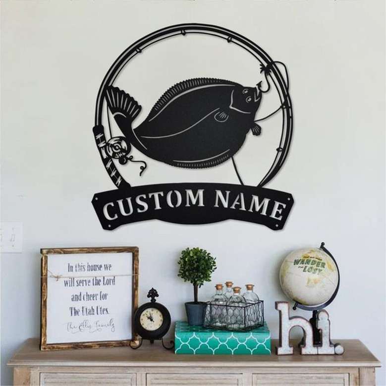 Personalized Flounder Fish Metal Sign | Fishing Metal Wall Art | Fishing Metal wall Decor | Fishing Lover| Custom Fishing| Fishman| Flounder