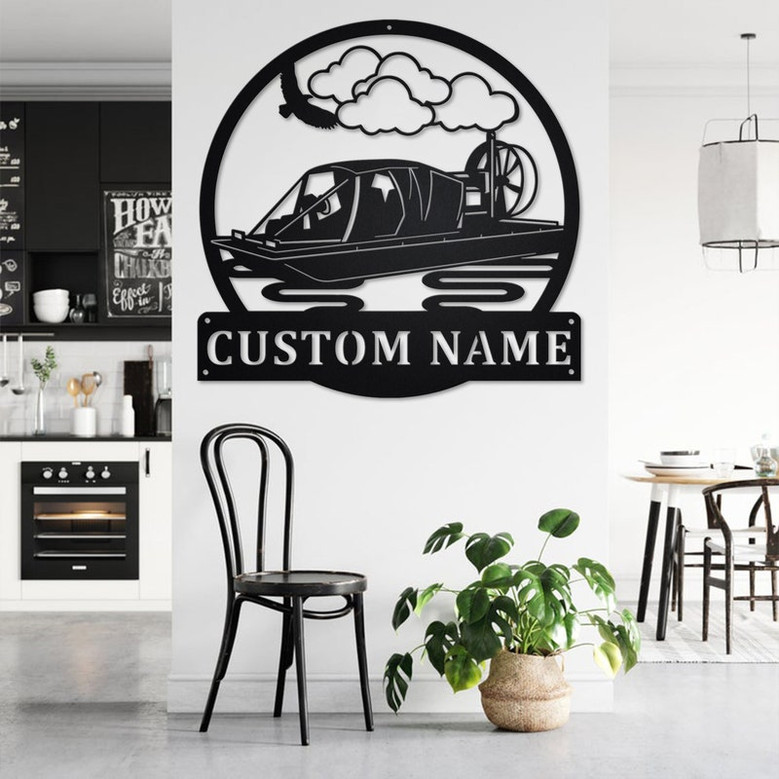 Custom Hovercraft Speed Boat Metal Wall Art, Personalized Hovercraft Speed Boat Name Sign Decoration For Room, Speed Boat Metal Home Decor