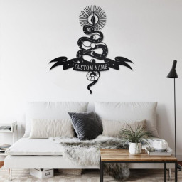 Custom Snake Moon Metal Wall Art, Personalized Snake Moon Name Sign Decoration For Room, Snake Moon Home Decor, Custom Snake Moon, Snake