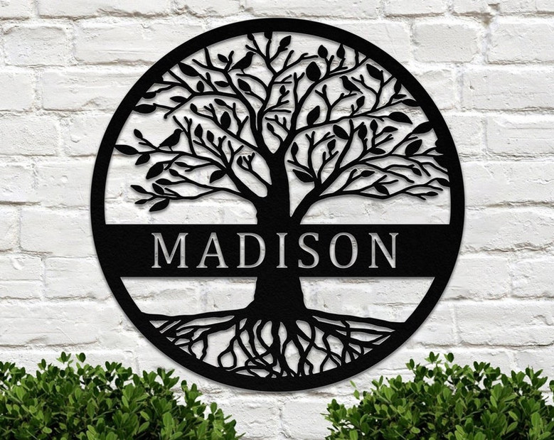 Personalized tree of life metal sign Custom metal Family Last Name tree sign Metal Wall Art Front Door Decor Housewarming Gift Wedding Gift