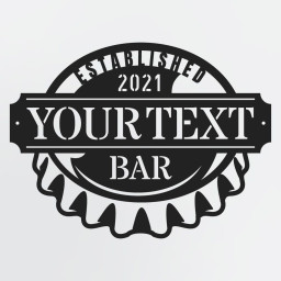 Bottle Cap Metal Wall Decor For Bar With Custom Name, Established Date, Personalized Bar Sign
