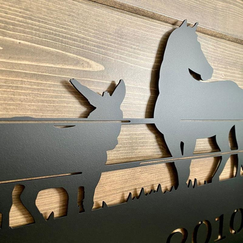 Mule & Horse Ranch Sign Rodeo Sign Metal Farm Sign Personalized Ranch Sign Farm Gate Sign Custom Metal Sign Christmas Gift