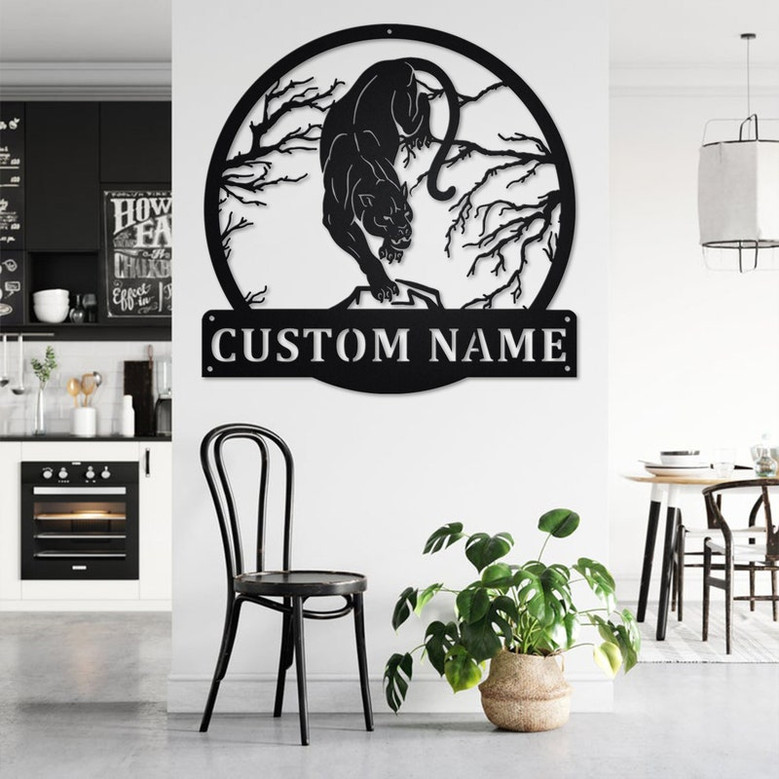 Custom Panther Metal Wall Art, Personalized Panther Name Sign Decoration For Room, Panther Home Decor, Custom Panther