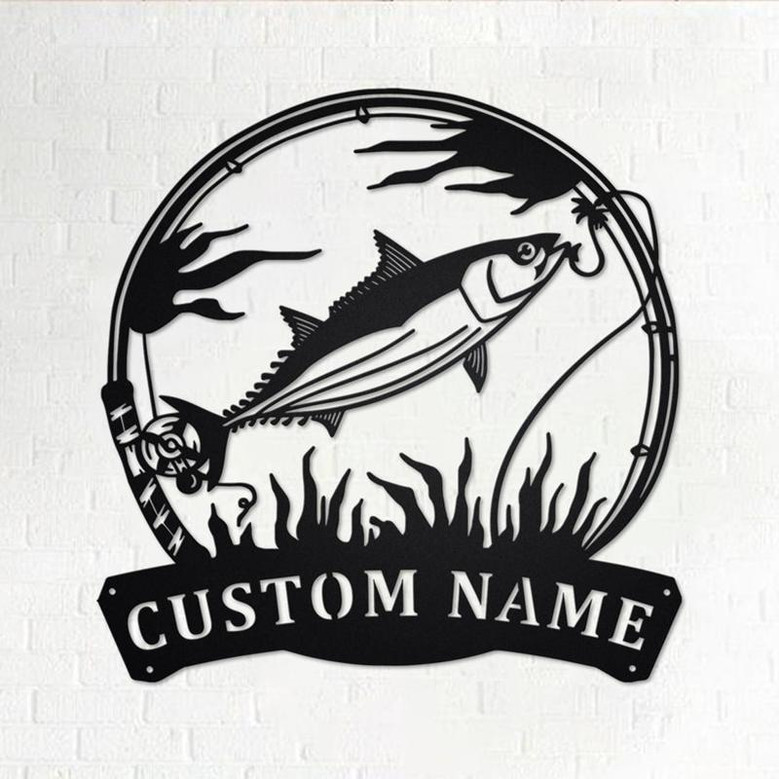 Custom Skipjack Tuna Fishing Metal Wall Art, Personalized Skipjack Tuna Fish Name Sign Decoration For Room, Skipjack Tuna Metal Home Decor