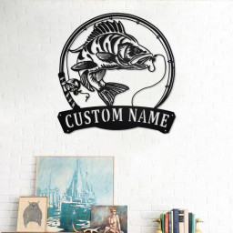 Personalized Perch Fish Metal Sign | Fishing Metal Wall Art | Fishing Metal wall Decor | Fishing Lover | Custom Fishing| Fishman| Perch Fish