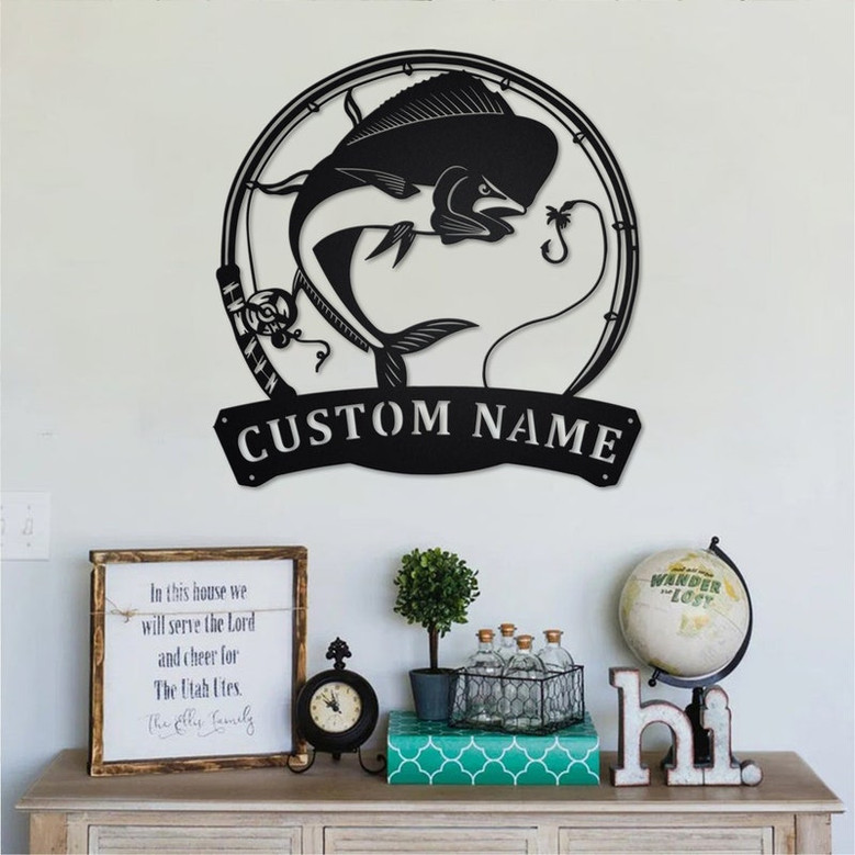 Personalized Mahi-Mahi Fish Metal Sign | Fishing Metal Wall Art | Fishing Metal wall Decor | Fishing Lover | Custom Fishing | Fishman