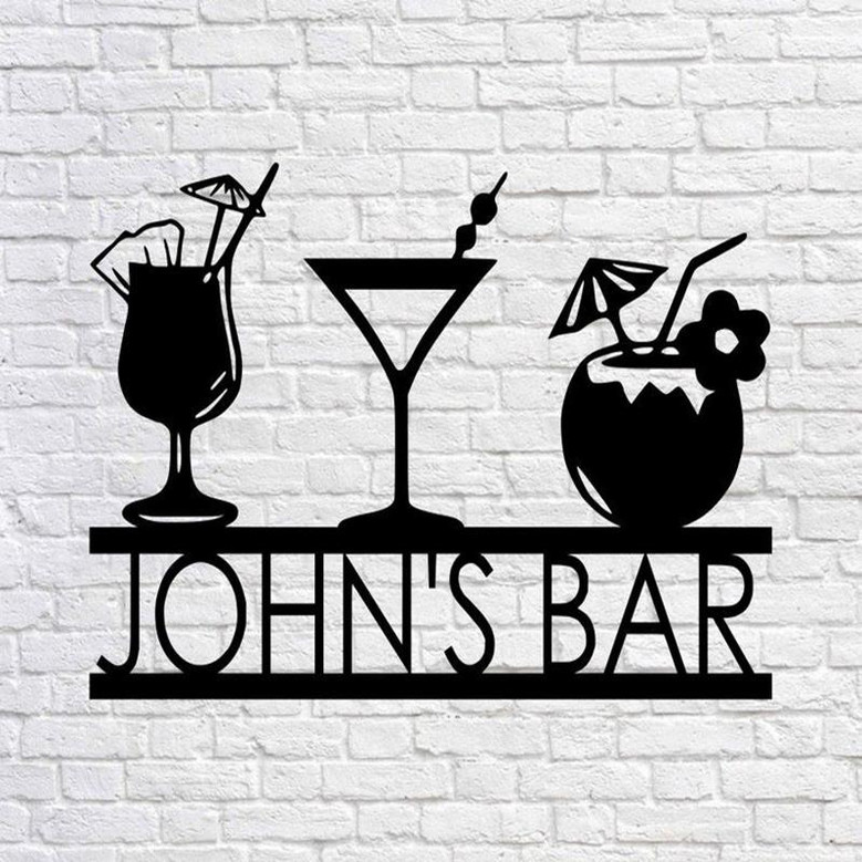 Personalized Bar Theme Sign, Custom Bar Theme Sign, Drink Sign, Metal Family Name Sign For Bar, Beer Lover Gift