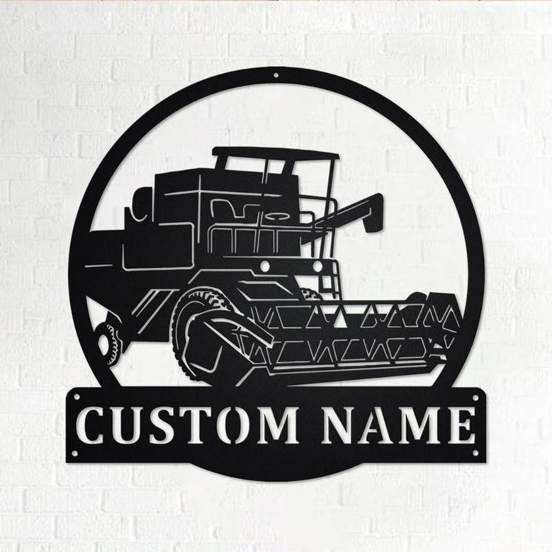 Custom Combine Harvester Metal Wall Art, Personalized Combine Harvester Name Sign Decoration For Room, Combine Harvester Home Decor