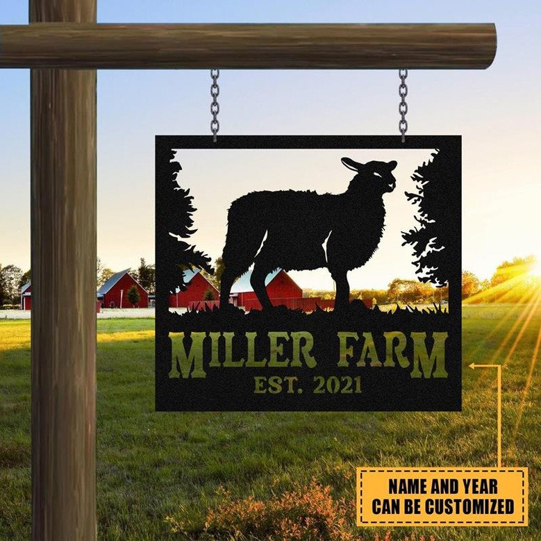 Personalized Metal Farm Sign Katahdin Sheep Monogram Custom Outdoor Farmhouse Front Gate Ranch Wall Decor Art Gift