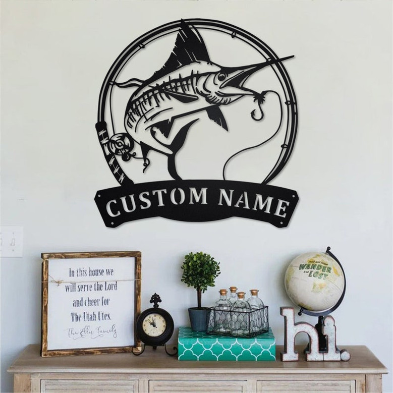 Personalized Swordfish Fish Metal Sign | Fishing Metal Wall Art | Fishing Metal wall Decor | Fishing Lover | Custom Fishing | Fishman