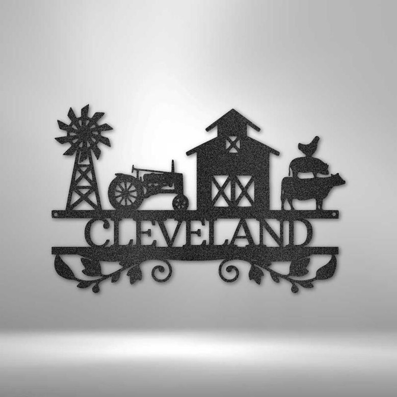 Personalized Farm Life Monogram Metal Wall Sign Metal Farm Style Wall Art Custom Metal Farm House Wall Art