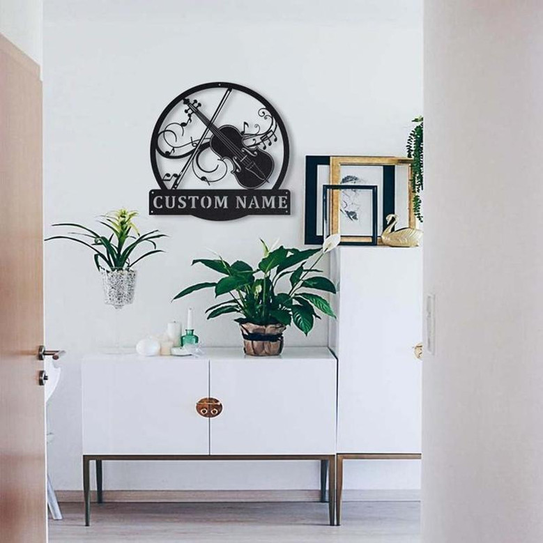 Personalized Violin Monogram Metal Sign Art | Custom Violin Monogram Metal Sign | Musical Instrument Gift | Music Gift