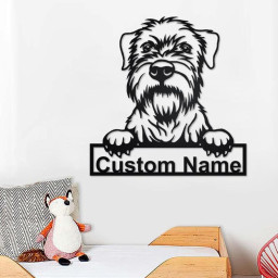 Custom Wheaten Terrier Dog Metal Wall Art, Personalized Wheaten Terrier Dog Name Sign Decoration For Room, Wheaten Terrier Dog Home Decor