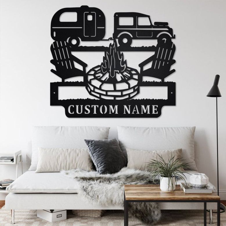 Custom Camping Car Metal Wall Art, Personalized Camper Name Sign Decoration For Room, Camping Car Metal Home Decor, Custom Camping Car