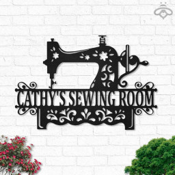 Custom Sewing Room Monogram Cut Metal Sign Gift For Mom Wife