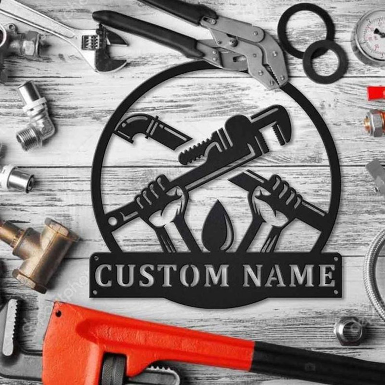 Personalized Plumbing Metal Sign Art | Custom Plumber Monogram Metal Sign | Plumber Gifts | Job Gift | Plumber Gift