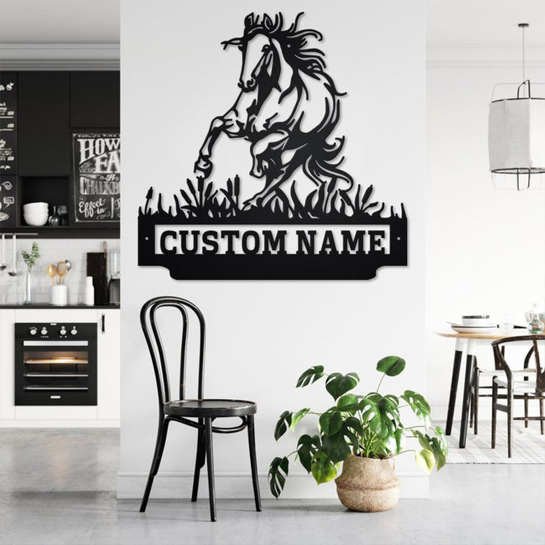 Custom Crazy Horse Running Metal Wall Art, Personalized Horse Name Sign Decoration For Room, Horse Home Decor, Custom Horse,Horse Lover Gift