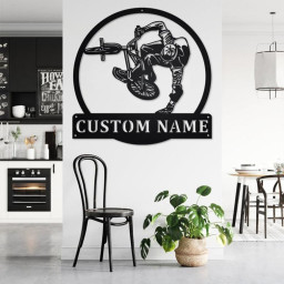 Custom BMX Biker Metal Wall Art, Personalized BMX Biker Name Sign Decoration For Room, BMX Biker Metal Home Decor, Custom Biker