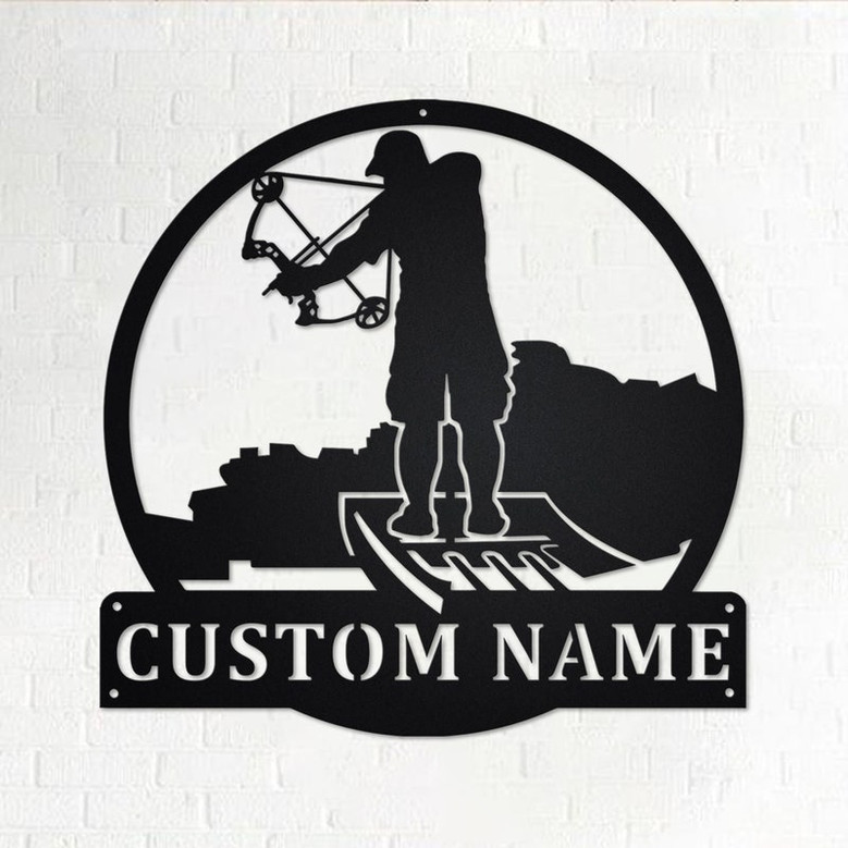 Custom Bowfishing Metal Wall Art, Personalized Bowfishing Name Sign Decoration For Room, Bowfishing Metal Home Decor, Custom Bowfishing