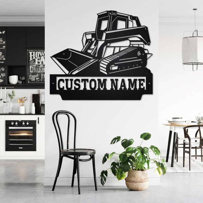 Custom Track Skid Steer Metal Wall Art, Personalized Skid Steer Name Sign Decoration For Room, Skid Steer Metal Home Decor,Custom Skid Steer