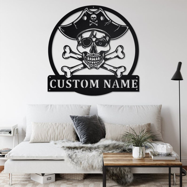 Custom Pirate Sea Gangster Metal Wall Art, Personalized Pirate Sea Name Sign Decoration For Room, Pirate Sea Metal Home Decor, Custom Pirate