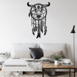 Custom Indian Cow Skull Dreamcatcher Metal Wall Art, Personalized Indian Cow Name Sign Decoration For Room, Indian Cow Home Decor