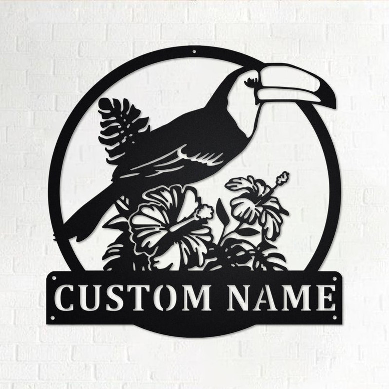 Custom Parrot Floral Metal Wall Art, Personalized Parrot Bird Name Sign Decoration For Room, Parrot Home Decor, Custom Parrot, Parrot Decor