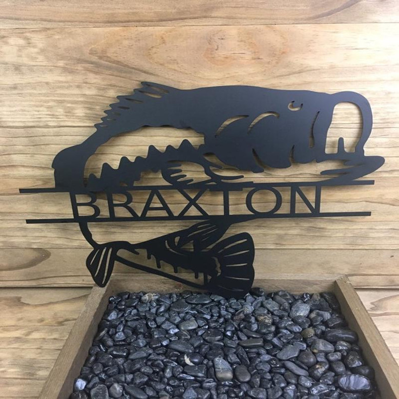 Metal Fish Wall Art, Metal Fish Sign, Metal Fish Yard Art, Metal Fish Art, Metal Fish Cutout, Bass Fish, Bass Fishing Ornament, Metal Fish