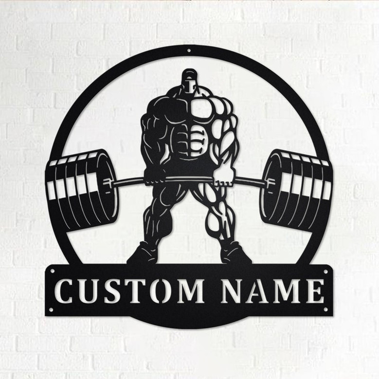 Custom Powerlifting Man Metal Wall Art, Personalized Powerlifting Name Sign Decoration For Room, Powerlifting Metal Home Decor, Powerlifting